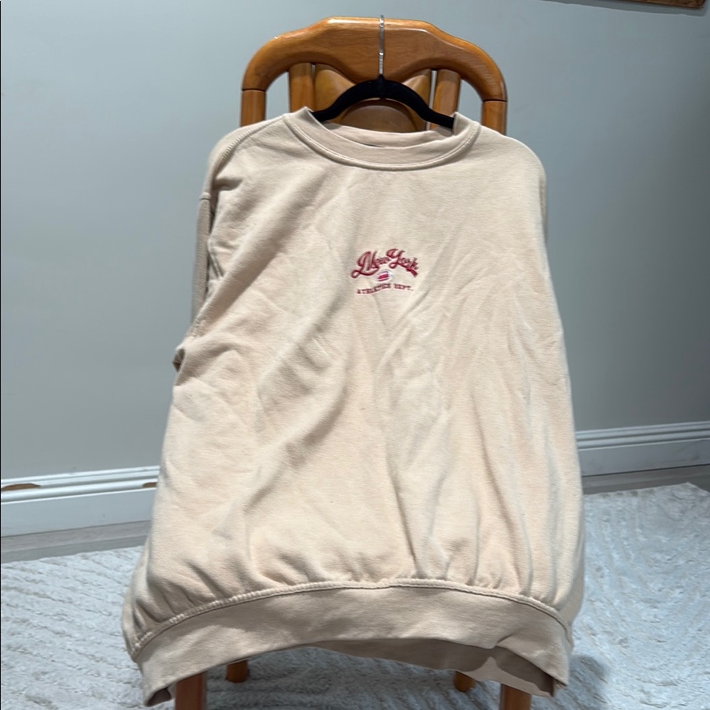 Beige Sweatshirt with Red Embroidery